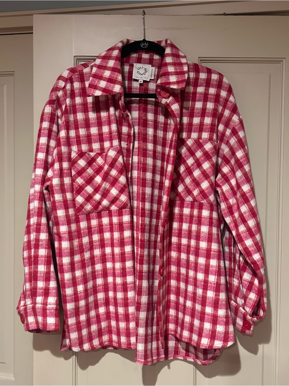 Lili Sidonio Pink & White Plaid Button-Up Shacket